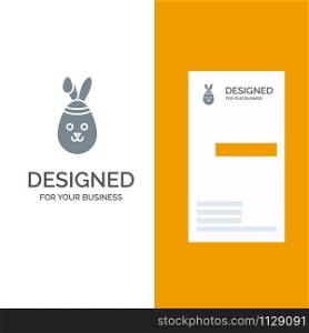 Rabbit, Easter, Bunny Grey Logo Design and Business Card Template