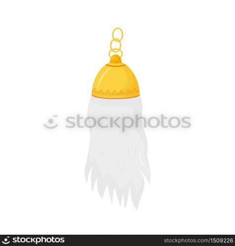 Rabbit foot cartoon vector illustration. Bunny paw on chain flat color object. Common superstition, fortune symbol. Traditional protective amulet, good luck charm isolated on white background