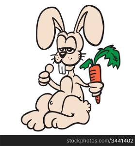 rabbit holding a carrot cartoon
