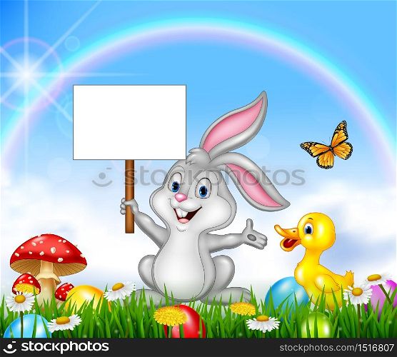 Rabbit holding blank sign