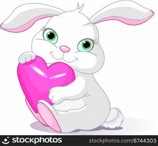 Rabbit holds love heart