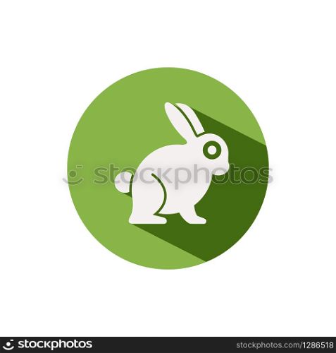 Rabbit. Icon on a green circle. Animal glyph vector illustration
