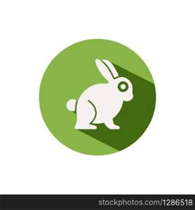 Rabbit. Icon on a green circle. Animal glyph vector illustration