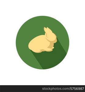 Rabbit icon with shadow in flat design
