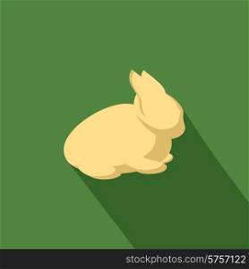 Rabbit icon with shadow in flat design