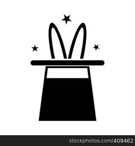Rabbit in magician hat simple icon isolated on white background. Rabbit in magician hat simple icon