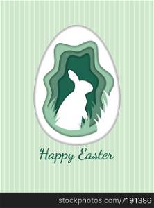Rabbit inside egg illustration, paper cut style background related to Easter Celebrating