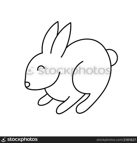 Rabbit line art. Cute cartoon hare outline. Icon design, vector illustration.