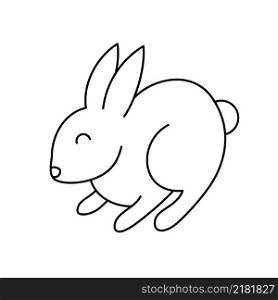 Rabbit line art. Cute cartoon hare outline. Icon design, vector illustration.