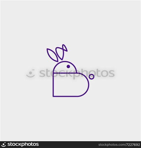 Rabbit Love Icon Simple Line Vector Design