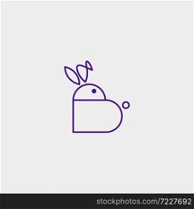 Rabbit Love Icon Simple Line Vector Design