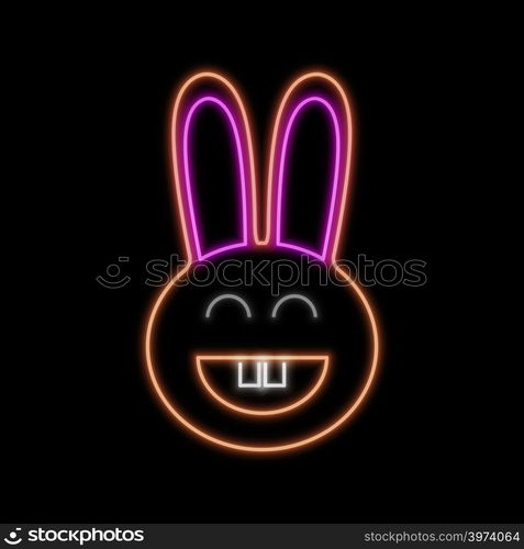 Rabbit neon sign. Bright glowing symbol on a black background. Neon style icon.