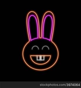 Rabbit neon sign. Bright glowing symbol on a black background. Neon style icon.