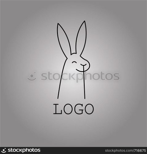Rabbit one line art logo design. Rabbit icon flat. Vector illustration.