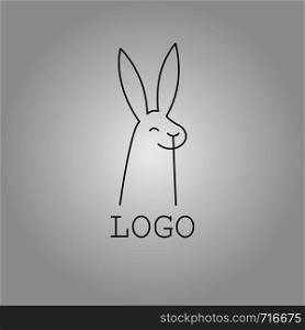 Rabbit one line art logo design. Rabbit icon flat. Vector illustration.