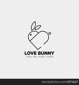 rabbit or bunny love animal line art style logo template vector icon element isolated - vector. rabbit or bunny love animal line art style logo template vector icon