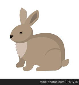 Rabbit or hare cartoon bunny pet. Animal icon and farm breed easter. Rodent isolated white vector illustration and adorable furry animal. Drawing wildlife and zoo rabbit sign fauna