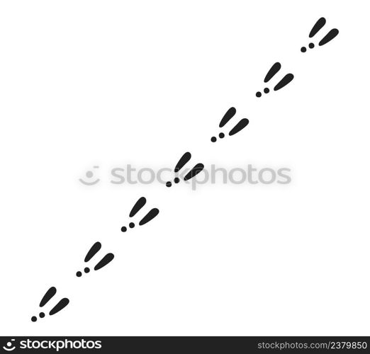 Rabbit or hare footprint trail. Bunny foot prints on snow. Rabbit paw steps. Hare steps track. Vector illustration isolated on white background in flat style.. Rabbit or hare footprint trail. Bunny foot prints on snow. Rabbit paw steps. Hare steps track. Vector illustration isolated on white background in flat style