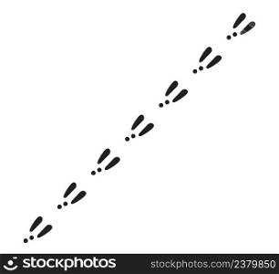 Rabbit or hare footprint trail. Bunny foot prints on snow. Rabbit paw steps. Hare steps track. Vector illustration isolated on white background in flat style.. Rabbit or hare footprint trail. Bunny foot prints on snow. Rabbit paw steps. Hare steps track. Vector illustration isolated on white background in flat style