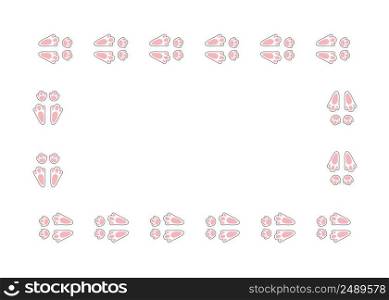 Rabbit or hare footprint trail. Easter bunny foot prints. Rabbit paw steps. Hare steps track on snow. Blank rectangle frame template. Vector illustration isolated on white background in flat style.. Rabbit or hare footprint trail. Easter bunny foot prints. Rabbit paw steps. Hare steps track on snow. Blank rectangle frame template. Vector illustration isolated on white background in flat style