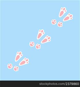 Rabbit or hare footprint trail. Easter bunny foot prints. Rabbit paw steps on snow. Hare steps track. Vector illustration isolated on blue background in flat style.. Rabbit or hare footprint trail. Easter bunny foot prints. Rabbit paw steps on snow. Hare steps track. Vector illustration isolated on blue background in flat style