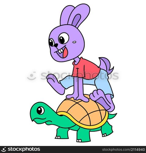 rabbit racing between friends and turtles