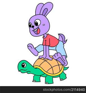 rabbit racing between friends and turtles