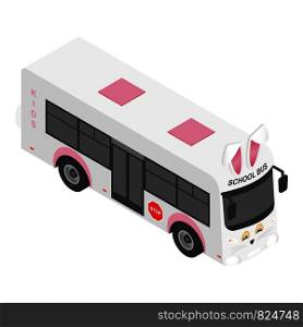 Rabbit school bus icon. Isometric of rabbit school bus vector icon for web design isolated on white background. Rabbit school bus icon, isometric style