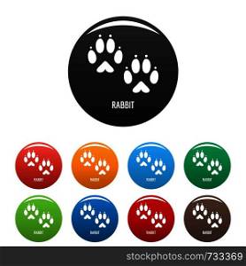 Rabbit step icon. Simple illustration of rabbit step vector icons set color isolated on white. Rabbit step icons set color vector