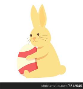 Rabbit take big egg icon cartoon vector. Easter bunny. Cute animal. Rabbit take big egg icon cartoon vector. Easter bunny