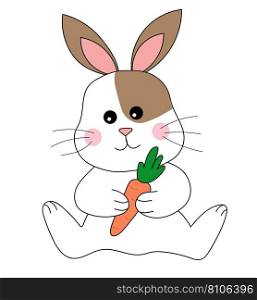 Rabbit with a carrot in its paws Royalty Free Vector Image