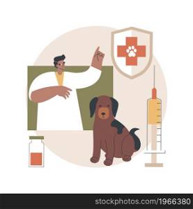 Rabies and your pet abstract concept vector illustration. Dogs rabies, home animals vaccination, pets disease prevention program, puppy vaccine protection, veterinary service abstract metaphor.. Rabies and your pet abstract concept vector illustration.