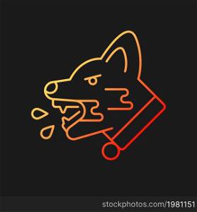 Rabies gradient vector icon for dark theme. Viral pet disease. Virus transmitted through bite. Animal infection. Thin line color symbol. Modern style pictogram. Vector isolated outline drawing. Rabies gradient vector icon for dark theme