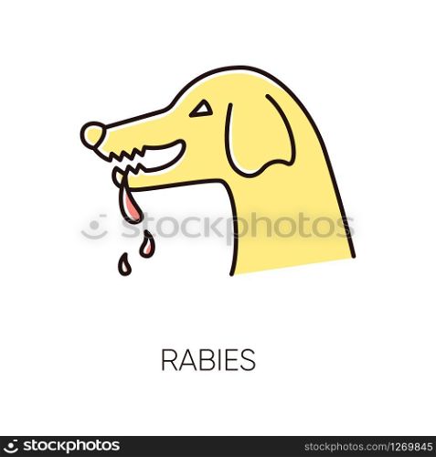 Rabies RGB color icon. Dangerous viral disease, contagious central nervous system infection. Medicine and healthcare. Rabid dog, angry animal, aggressive pathogen carrier isolated vector illustration