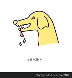 Rabies RGB color icon. Dangerous viral disease, contagious central nervous system infection. Medicine and healthcare. Rabid dog, angry animal, aggressive pathogen carrier isolated vector illustration