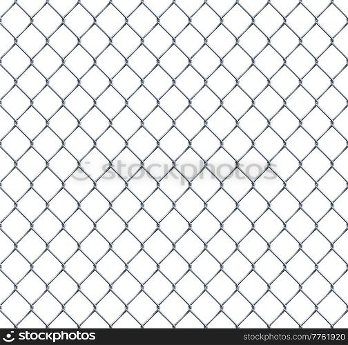 Rabitz chain-link fence pattern, metal steel grid or mesh realistic vector background. Seamless texture of prison border, industrial construction, abstract perimeter barrier security cage 3d chainlink. Rabitz chain-link fence pattern, metal steel grid
