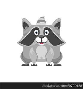 Raccoon cartoon kawaii square face or animal emoji, vector emoticon character. Funny cute raccoon emoji with kawaii square face, kid comic manga or anime avatar sticker of animal emoticon. Raccoon cartoon kawaii square face, animal emoji