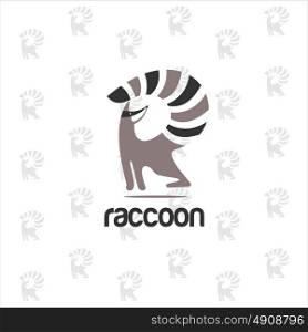 Raccoon. Company logo, vector logo. Minimalist sign letter R, raccoon.