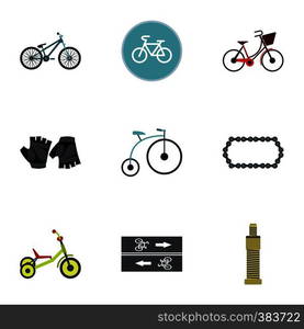 Race bike icons set. Flat illustration of 9 race bike vector icons for web. Race bike icons set, flat style