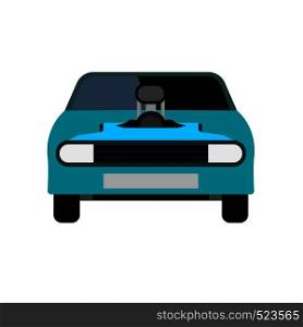 Race car front view blue vector icon. Modern transportation design automotive technology sport vehicle.