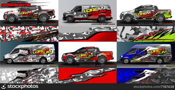 Race car livery graphic vector designs. abstract background for vehicle vinyl wrap