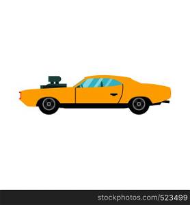 Race car side view yellow vector icon. Modern transportation design automotive technology sport vehicle.