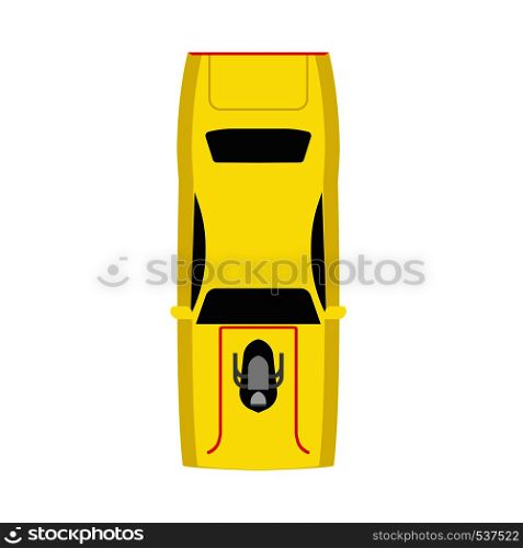 Race car top view yellow vector icon. Modern transportation design automotive technology sport vehicle.