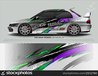 Race car wrap design vector for vehicle vinyl sticker and automotive decal livery