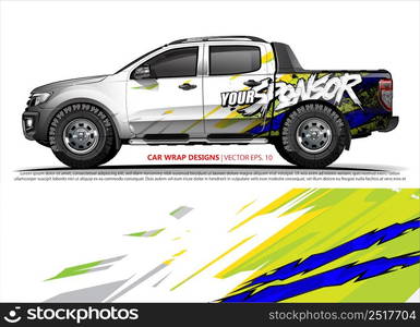 Race car wrap design vector for vehicle vinyl sticker and automotive decal livery