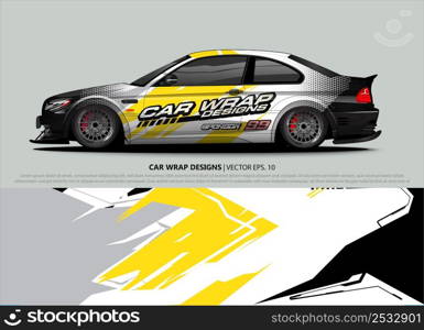 Race car wrap design vector for vehicle vinyl sticker and automotive decal livery