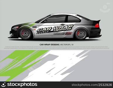 Race car wrap design vector for vehicle vinyl sticker and automotive decal livery