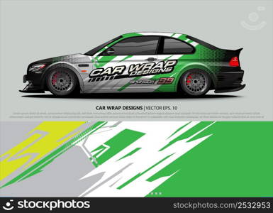 Race car wrap design vector for vehicle vinyl sticker and automotive decal livery