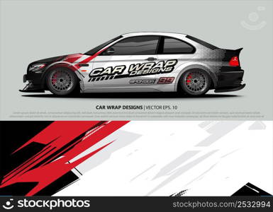 Race car wrap design vector for vehicle vinyl sticker and automotive decal livery