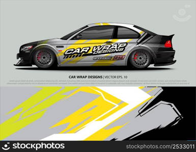 Race car wrap design vector for vehicle vinyl sticker and automotive decal livery